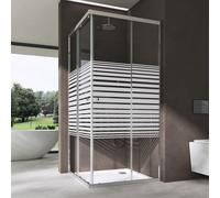 doporro Cabine de Douche en Angle Bandes Opaques 70x100cm Paroi de Douche Hauteur de 190cm Portes Coulissantes Montage Réversible Receveur de Douche Inclus Ravenna16MS