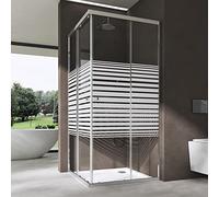 doporro Cabine de Douche en Angle Bandes Opaques 75x90cm Paroi de Douche Hauteur de 190cm Portes Coulissantes Montage Réversible Ravenna16MS-Plus