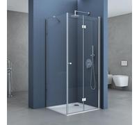 doporro Cabine de Douche en Angle Montage Réversible 75x100x190 Paroi de Douche Design Ravenna27K en Verre Transparant de 6mm
