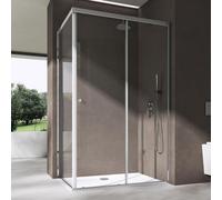doporro Cabine de Douche en Angle Montage Réversible Porte Coulissante avec Receveur Verre de Sécurité Transparent 6mm 80x100x190 cm Ravenna16L K