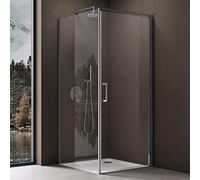 doporro Cabine de Douche en Angle Montage réversible Porte Pivotante 90x90x195cm en Verre Transparent de 8mm Ravenna36K