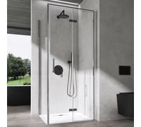 doporro Cabine de Douche en Angle Montage réversible Receveur de douche compris 70x100x195cm Paroi de Douche avec Porte Pliante en Verre Transparant Design Ravenna37