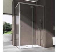 doporro Cabine de Douche en Angle Porte Coulissante Verre de Sécurité Transparent 6mm avec Revêtement NANO 90x100 cm Ravenna16L-K