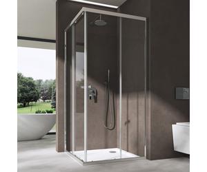 doporro Cabine de Douche en Angle Transparent 70x90cm Paroi de Douche Hauteur de 190cm Portes Coulissantes Montage Réversible Receveur de Douche Inclus Ravenna16K