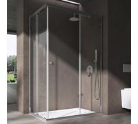 doporro Cabine de Douche en Angle Transparent 75x100cm Paroi de Douche Hauteur de 190cm Portes Coulissantes Montage Réversible Receveur de Douche Inclus Ravenna16K