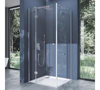 doporro Cabine de Douche en Angle Transparent 80x100x190cm Paroi de Douche Montage Réversible Porte Pivotante Rectangulaire Ravenna05