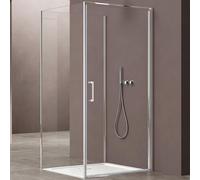 doporro Cabine de Douche Forme U 100x100x100 cm Pare-douche Portes Pivotantes avec Bac à Douche Verre Transparent ESG de 8mm avec Revetement NANO Ravenna36UK