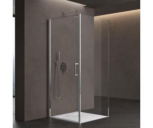 doporro Cabine de Douche Forme U 75x100x75 cm Pare-douche Portes Pivotantes avec Bac à Douche Verre Transparent ESG de 8mm avec Revetement NANO Ravenna36UK