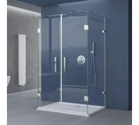 doporro Cabine de Douche Forme U avec Receveur Pare Douche Design Ravenna40 90x100x195cm Verre Transparent ESG de 8mm avec Revetement NANO