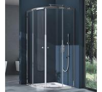 doporro Cabine de Douche Montage Réversible avec Bac à Douche Blanc Portes Coulissantes Pare-Douche en Quart de Cercle 90x90x190 cm Verre Transparent Ravenna32K
