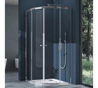 doporro Cabine de Douche Montage Réversible avec Portes Coulissantes Pare-Douche en Quart de Cercle 90x90x190 cm Verre Transparent Ravenna32K
