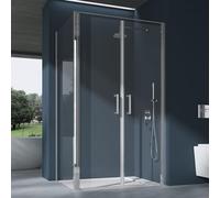 doporro Cabine de Douche Montage Réversible Rectangulaire 90x90x195cm Paroi de Douche Porte Pivotante en Verre Transparent de 8mm Ravenna66K