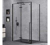 doporro Cabine de Douche Montage Réversible Transparent Noir 75x100x195cm Paroi de Douche avec Porte Pivotante Verre de Sécurité Nano Ravenna64