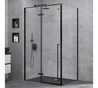 doporro Cabine de Douche Montage Réversible Transparent Noir 80x120x195cm avec Porte Pivotante Paroi de Douche avec Receveur de Douche Verre de Sécurité Nano Ravenna64