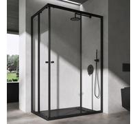 doporro Cabine de Douche Noir en Angle Transparent 80x120cm Paroi de Douche Hauteur de 190cm Portes Coulissantes Montage Réversible Ravenna16K-Plus