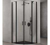 doporro cabine de douche noir pare-douche douche en quart de cercle 100x100x195 Ravenna52K verre transparent ESG 6mm NANO