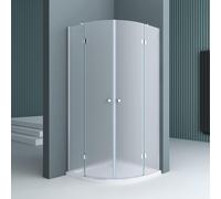 doporro Cabine de Douche Opaque Quart de Cercle 90x90x190cm Paroi de Douche Montage Réversible avec Porte Pivotante Verre de Sécurité Nano Ravenna02VS