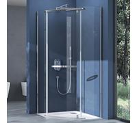 doporro Paroi de Douche Pentagonale Transparent Montage Réversible 80x80 Pare Douche en angle Cabine de Douche Ravenna8 80x80x195cm