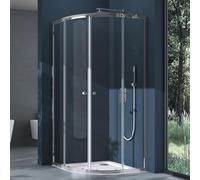 doporro Cabine de Douche Montage Réversible avec Portes Coulissantes Pare-Douche en Quart de Cercle 100x100x190 cm Verre Transparent Ravenna32K