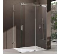 doporro Cabine de Douche rectangualire avec Porte Coulissante 75x115x195cm Paroi de Douche Montage Réversible Ravenna17-2 en Verre Transparent Pare Douche