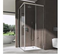 doporro Cabine de Douche Rectangulaire 90x120 cm Portes Coulissantes en Verre Transparent de 6mm Traitement NANO Anti-calaire