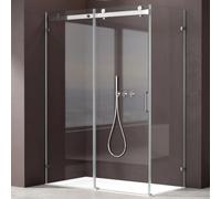 doporro Cabine de Douche rectangualire avec Porte Coulissante 90x130x195cm Paroi de Douche Montage Réversible Ravenna17-2 en Verre Transparent Pare Douche