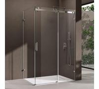 doporro Cabine de Douche Rectangulaire avec Porte Coulissante 70x135x195 cm Paroi de Douche Montage Réversible en Verre Transparent Pare Douche Ravenna17-2K