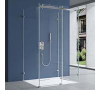 doporro Cabine de Douche Rectangulaire pour Un Seul Mur 80x140x80cm Paroi de Douche en Forme U Verre Transparent de 8mm avec Receveur de Douche Ravenna17-2UK