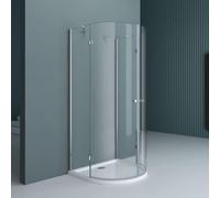 doporro Cabine de Douche Ronde 90x90cm Transparent Paroi de Douche Montage Réversible 1/2 Cercle avec receveur et Bonde Ravenna03K