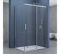 doporro Cabine de Douche Transparent 80x120cm avec Bac à Douche Porte Coulissante Paroi de Douche Rectangulaire en Angle Hauteur 195cm Montage Réversible Ravenna18K