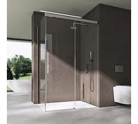 doporro Cabine de Douche Transparent Chromé 90x120x195cm Paroi de Douche Montage Réversible avec Porte Coulissante avec Amortisseur Ravenna12K-Plus
