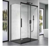 doporro cabine de douche transparent noir 90x120 paroi de douche avec porte coulissante verre de sécurité Nano Rav12
