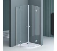 doporro Cabine de Douche Transparent Quart de Cercle 90x90x190cm Paroi de Douche Montage Réversible avec Porte Pivotante Verre de Sécurité Nano Ravenna02K
