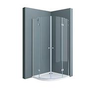 doporro Cabine de Douche Transparent Quart de Cercle 90x90x190cm Paroi de Douche Montage Réversible avec Porte Pivotante Verre de Sécurité Nano Ravenna02K