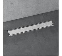 doporro Caniveau de Douche Italienne Extra Plate Chromé en Inox 50 cm Drain de Sol à Carreler avec Siphon et Filtre KE110