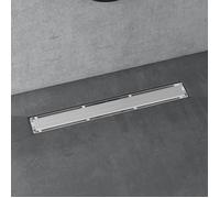 doporro Caniveau de Douche Italienne Extra Plate Chromé en Inox 60 cm Drain de Sol à Carreler avec Siphon et Filtre KE110