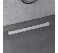 doporro Caniveau de Douche Italienne Extra Plate Chromé en Inox 70 cm Drain de Sol à Carreler avec Siphon et Filtre KE110