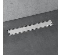 doporro Caniveau de Douche Italienne Extra Plate Chromé en Inox 50 cm Drain de Sol à Carreler avec Siphon et Filtre KE110
