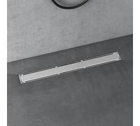 doporro Caniveau de Douche Italienne Extra-Plate Drain de Sol à Carreler | Chromé, 70cm, Évacuation de Douche, Acier Inoxydable, avec Siphon et Filtre, KE110