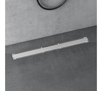 doporro Caniveau de Douche Italienne Extra-Plate Drain de Sol à Carreler | Chromé, 80cm, Évacuation de Douche, Acier Inoxydable, avec Siphon et Filtre, KE110