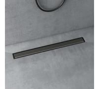 doporro Caniveau de Douche Italienne Extra Plate Gris en Inox 80 cm Drain de Sol à Carreler avec Siphon et Filtre KE110