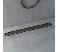 doporro Caniveau de Douche Italienne Extra Plate Gris en Inox 90 cm Drain de Sol à Carreler avec Siphon et Filtre KE110