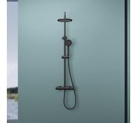 doporro Colonne de Douche Noir Mat avec Robinetterie Système de Douche Complet Mitigeur Pomme Haute Douchette Flexible