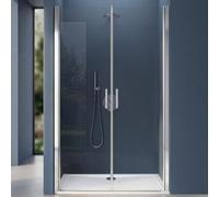 doporro Double porte de douche transparent 95cm Paroi de douche à l'italienne autolevante pivotante 95x195cm Teramo24 verre ESG Nano anti-calcaire