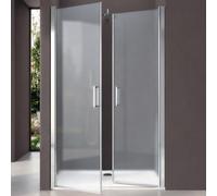 doporro Double Portes de Douche à L'italienne Opaque 95x195cm Parois Autolevantes Pivotantes Teramo24VS avec Traitement NANO Anti-calaire
