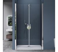 doporro Double porte de douche transparent 110cm Paroi de douche à l'italienne autolevante pivotante 110x195cm Teramo24 verre ESG Nano anti-calcaire