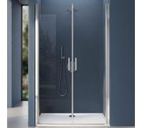doporro Double porte de douche transparent 115cm Paroi de douche à l'italienne autolevante pivotante 115x195cm Teramo24 verre ESG Nano anti-calcaire