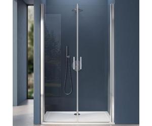 doporro Double porte de douche transparent 125cm Paroi de douche à l'italienne autolevante pivotante 125x195cm Teramo24 verre ESG Nano anti-calcaire