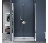 doporro Double porte de douche transparent 80cm Paroi de douche à l'italienne autolevante pivotante 80x195cm Teramo24 verre ESG Nano anti-calcaire