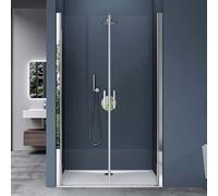 doporro Double porte de douche transparent 85cm Paroi de douche à l'italienne autolevante pivotante 85x195cm Teramo24 verre ESG Nano anti-calcaire